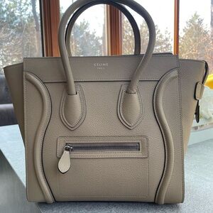 Authentic Celine Luggage Mini in Nude beige colour pebbled leather